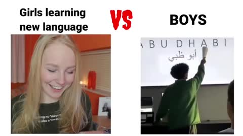 girls learning a new language VS Boys