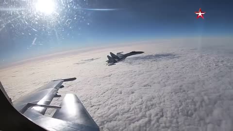 The Su-35 intercepted a simulated intruder aircraft