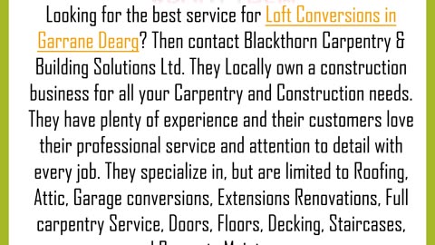 Looking for the best service for Loft Conversions in Garrane Dearg?