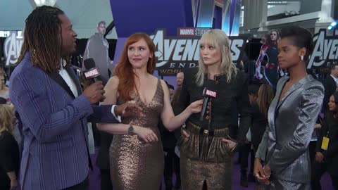 Letitia Wright and Pom Klementieff talk filming LIVE from the Avengers Endgame Premiere