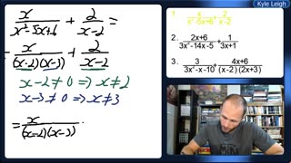 How to add rational equations that require factoring