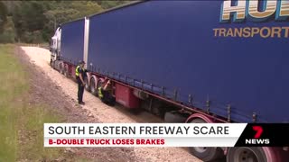 Out-of-control truck slams into South-Eastern Freeway arrester bed at speed