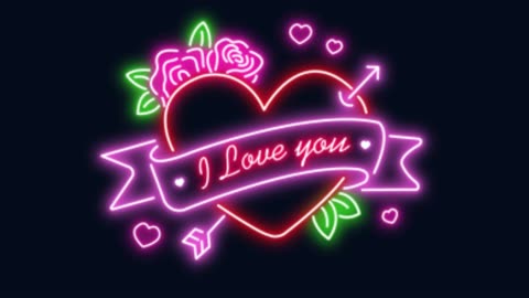 (No Sound) Neon Love Digital Art TV/PC Screensaver Background