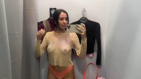 4K TRANSPARENT See Through FISHNET tops TRY ON in PUBLIC | Natural Petite Body