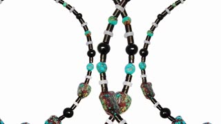 Irregular Natural turquoise with mop beads and smooth onyx beads heishi beads handmade03