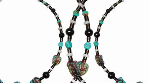 Irregular Natural turquoise with mop beads and smooth onyx beads heishi beads handmade03