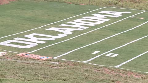 Man builds replica of Oklahoma Univeristy football field in backyard