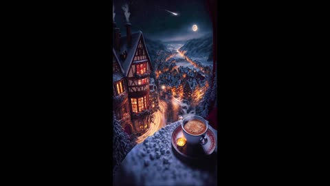 Winter in Switzerland, Snowy Village, Drinking Coffee in a Peaceful Snowfall Relaxing Snowfall, jazz