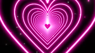 017. Heart Background💖Neon Heart Tunnel Moving Background Video Loop -