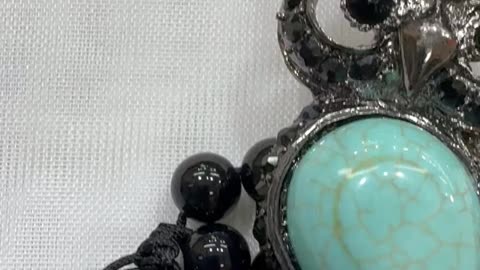 Handmade Braided Unique 6”~11” Bracelet with Crystal Owl, Onyx, Turquoise. Gift