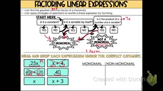 Informal Geometry Factoring Linear Expressions GCF