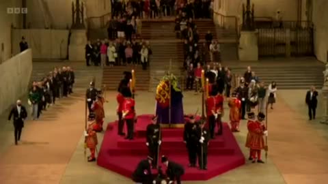 Royal guard at the Queen's coffin has collapsed