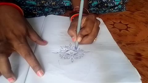 Simple rangoli lotus design