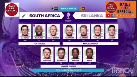 South Africa vs Srilanka cricket match worldcup 2023