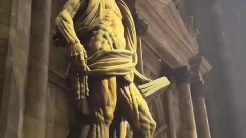 Statue of San Bartolomeo in Milan Cathedral, Italy