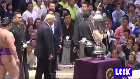 President TrumpWatching Sumo Sports In Japan