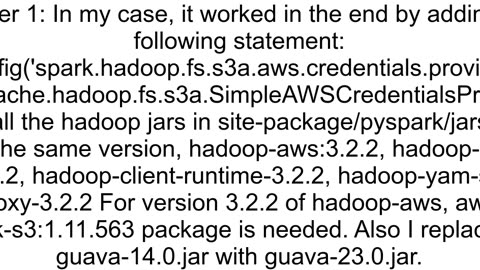 Class orgapachehadoopfss3aauthIAMInstanceCredentialsProvider not found when trying to write data on