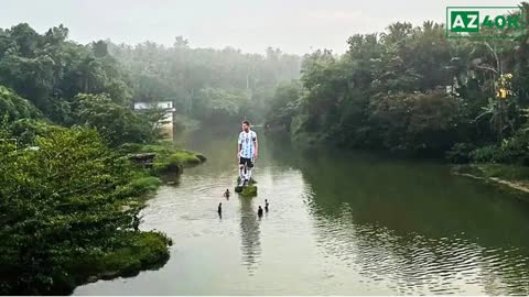 Lionel Messi 30-Ft Statue Erected in A River in India