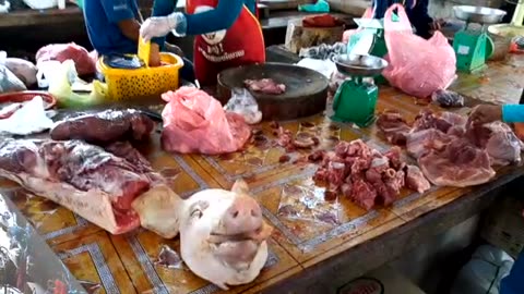 My Rural Cambodian Life - What chopped-up animal awaits us at a Local Market?