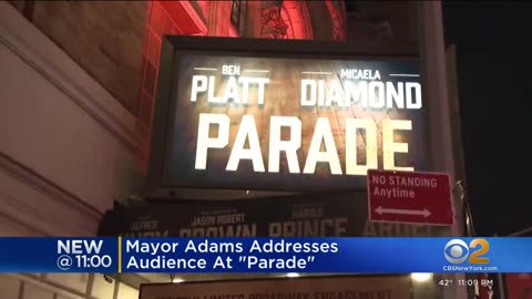 Mayor Adams addresses audience at Broadway musical "Parade"