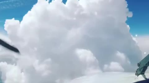 Airplane Hits Clouds in Icy Condition in the Sky