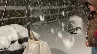Umbrella Collapses Under Heavy Snow