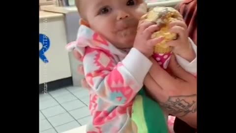 Baby funny reaction ice cream