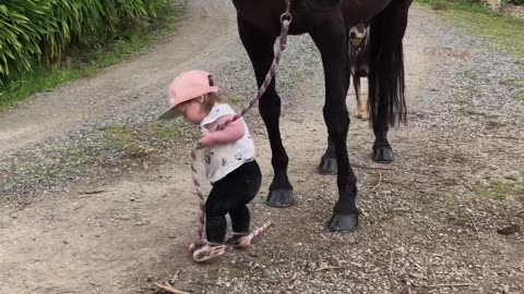 The way the horse slowly follows behind😭❤️