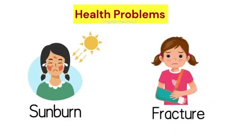 Body Health Problems Vocabulary I English Vocabulary Practice #sneeze #sunburn #acne#measles #health