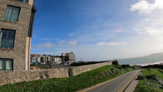 Drone footage. Panning away. Tenby. 28th Oct 2022