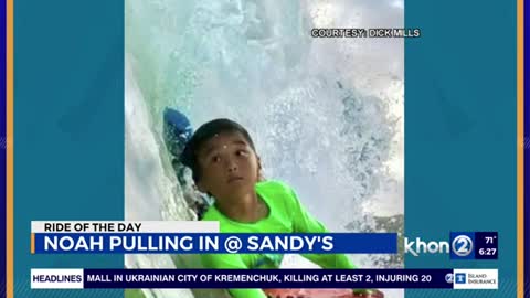 Noah gets pitted at Sandy Beach