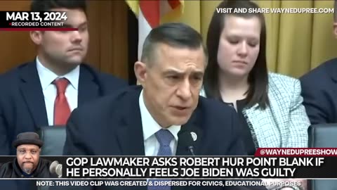 GOP Lawmaker Asks Robert Hur Point Blank If He Personally Feels Joe Biden Was Guilty
