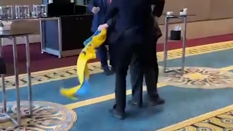 The Ukrainian delegate got mad and punched the Russian