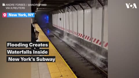 Flooding Creates Waterfalls Inside New York Subway | VOA News