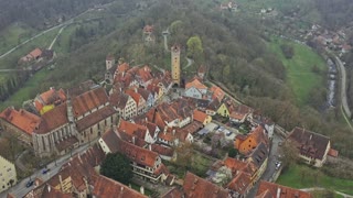 Rothenburg ob der Tauber - Ansbach, Middle Franconia - Bavaria, Germany Drone aerial view