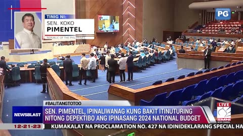 Sen. Pimentel, ipinaliwanag kung bakit depektibo ang ipinasang 2024 national budget