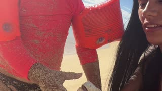 Iguana Bites Baby Beachgoer