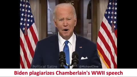 Biden plagiarizes Neville Chamberlain's "War on Germany" speech but forgets to change ONE word. 😮