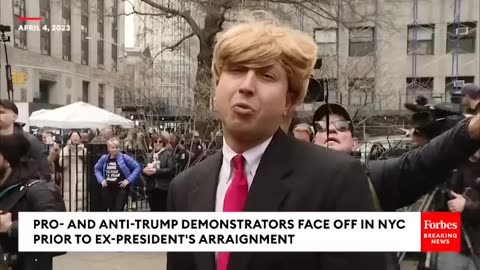 WILD VIDEO- Pro- And Anti-Trump Protesters Nearly Come To Blows In Before Ex-President's Arraignment