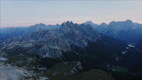 drone aerial footage of tre cime di lavaredo the most visited in italy