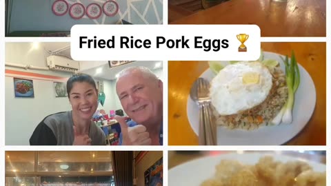 Fried Rice Pork Eggs = Winning in Udon Thani Issan Thailand on Tuesday Twilight on Coffee Chill TV