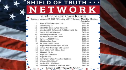 Shield of Truth Network 2024 Gun and Cash Raffle!