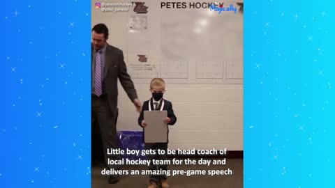 Little boy delivers motivational pre-game speech to his favorite hockey team the Peterborough Petes