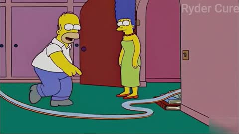 Homer makes slide from Hot Wheels Track