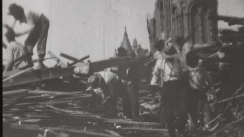 Searching Ruins On Broadway, Galveston (1900 Original Black & White Film)