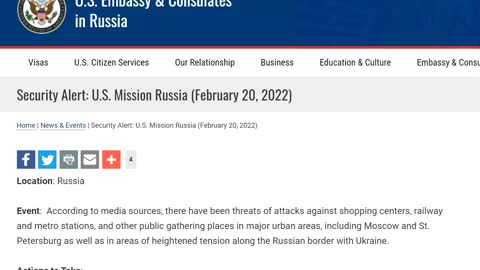 Security Alert: U.S. Mission Russia (February 20, 2022)