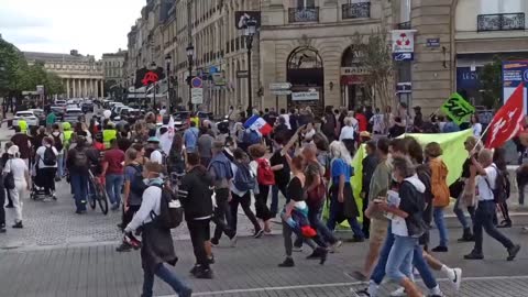 Bordeaux, France lockdown, vaccine passports and mandatory vaccine protest, Aug. 7, 2021