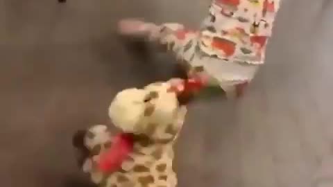 Best Hilarious Reaction of baby while spinning itself With Toy
