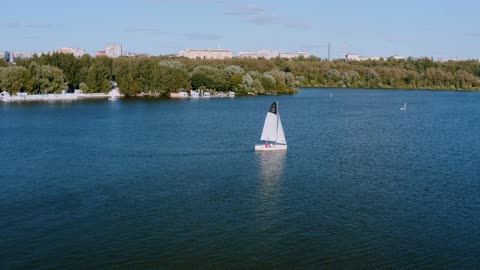 Drone Footage of a Sailing Boat