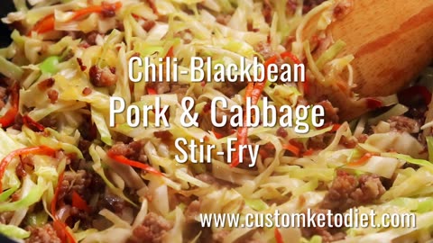 Keto Chili blackbean pork cabbage stir fry